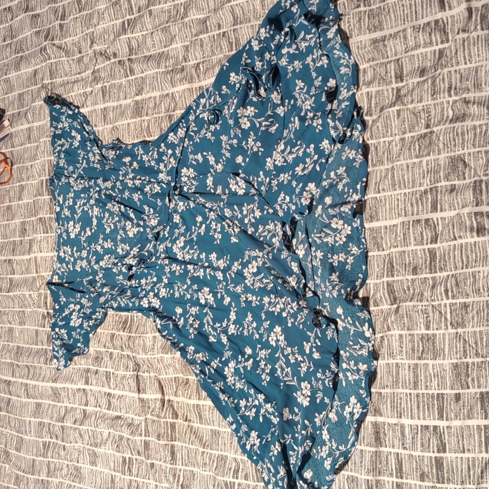 Mini Blue Dress with White Flowers